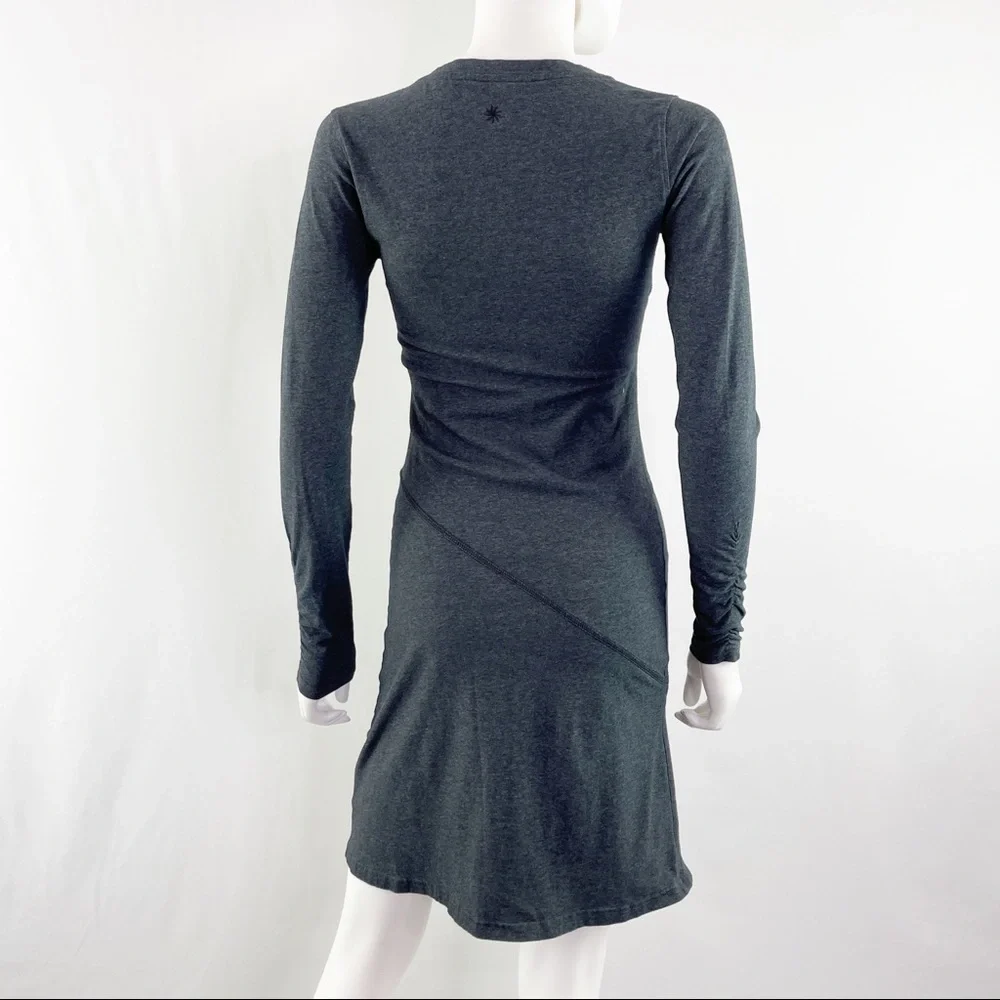 Athleta Size XXS Charcoal Gray Long Sleeve SUNBURST Dress Stretch - Picture 8 of 10